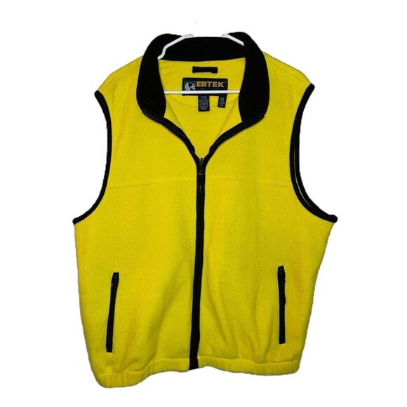 Eddie Bauer EBTEK Outer Vest Full Zip Fleece Polyester Vintage 90s Yellow Men L - Picture 1 of 6